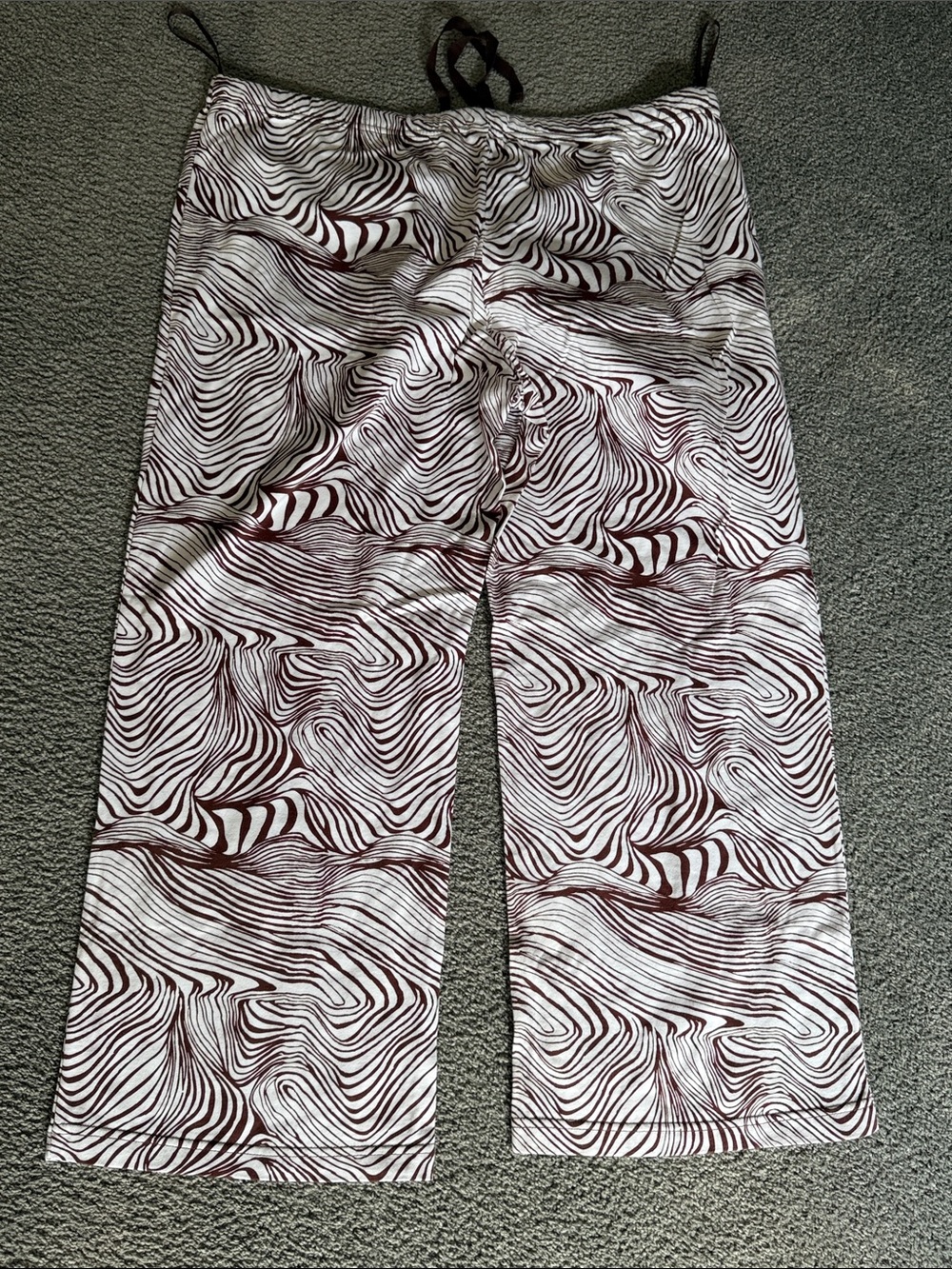 Natori Cruz Sleeveless Wide-Leg 2 Piece Set. White/Brown Wave Print. Size XL - Picture 8 of 8